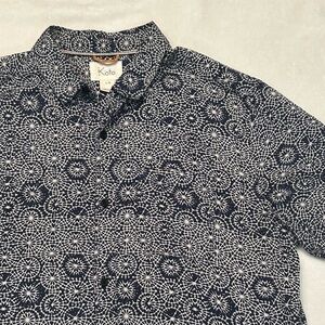Koto shirt button down navy & white geometric print men’s large cotton India